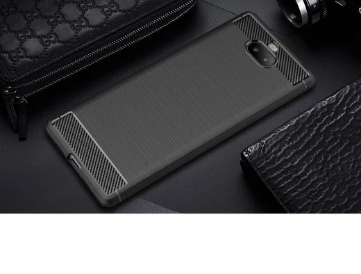 Sony Xperia 10 Geborsteld TPU Hoesje Zwart afbeelding 5