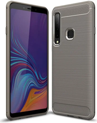 Samsung Galaxy A9 (2018) Geborsteld TPU Hoesje Grijs afbeelding 1