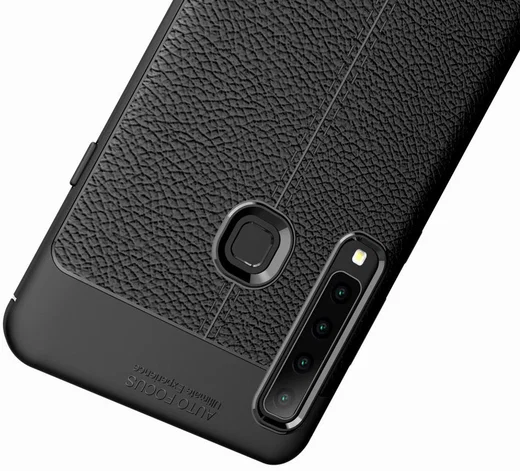 Samsung Galaxy A9 (2018) Hoesje met Kunstleer Coating Zwart afbeelding 3