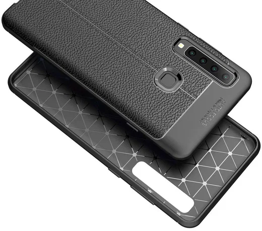 Samsung Galaxy A9 (2018) Hoesje met Kunstleer Coating Zwart afbeelding 5