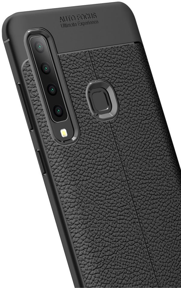 Samsung Galaxy A9 (2018) Hoesje met Kunstleer Coating Zwart afbeelding 6