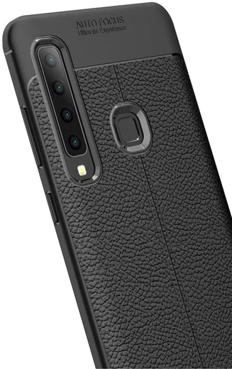 Samsung Galaxy A9 (2018) Hoesje met Kunstleer Coating Zwart afbeelding 6