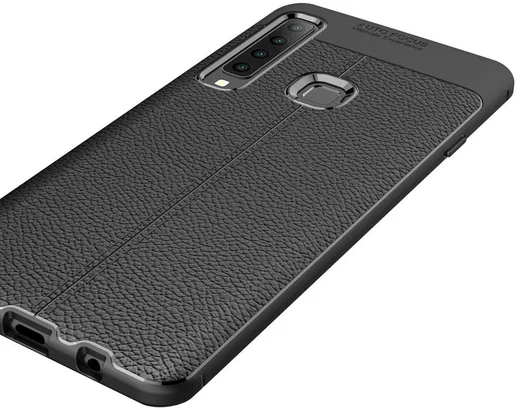 Samsung Galaxy A9 (2018) Hoesje met Kunstleer Coating Zwart afbeelding 7