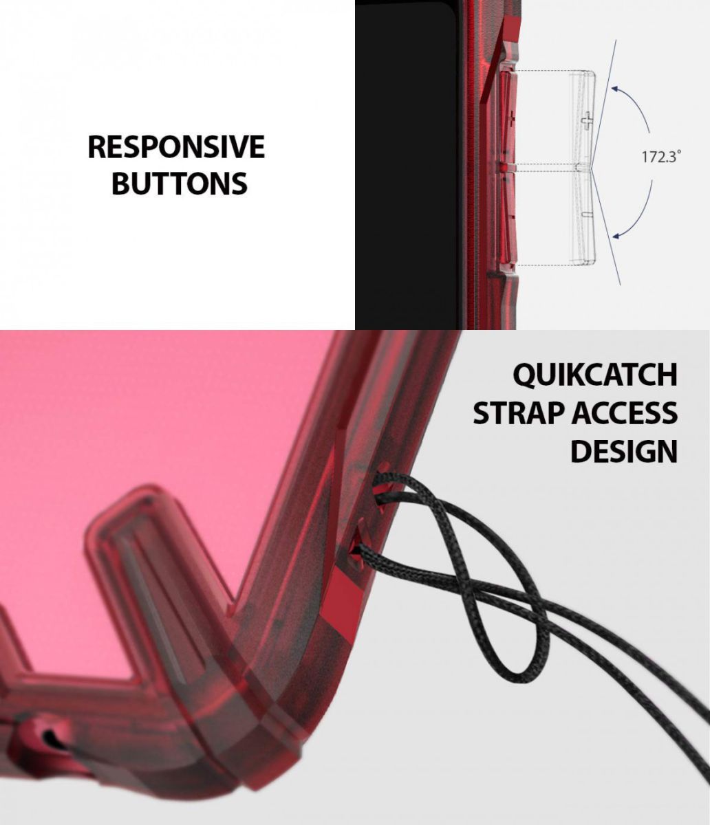 Ringke Fusion X Samsung Galaxy A7 (2018) Hoesje Doorzichtig Ruby Red afbeelding 7