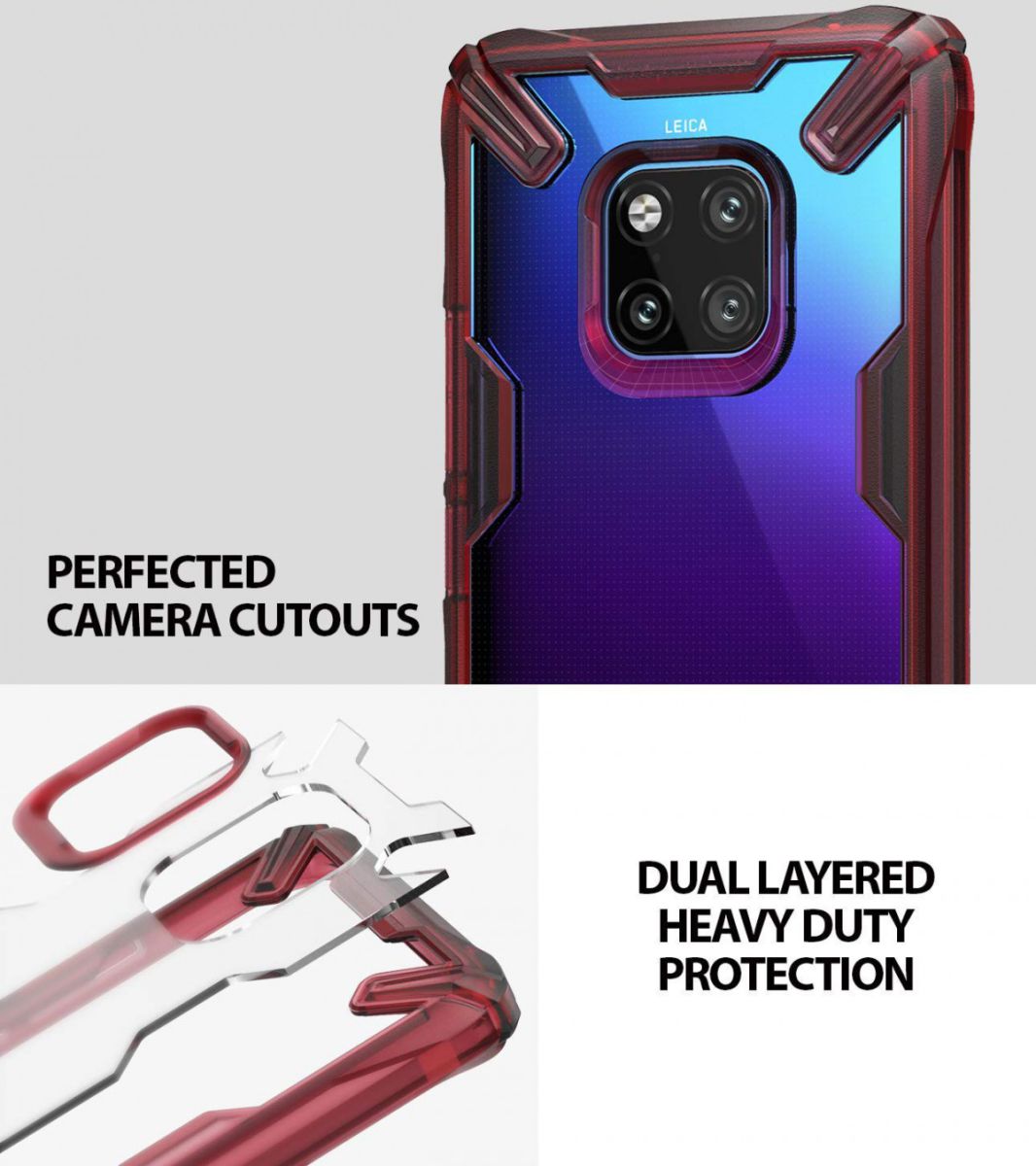 Ringke Fusion X Huawei Mate 20 Pro Hoesje Doorzichtig Rood afbeelding 9