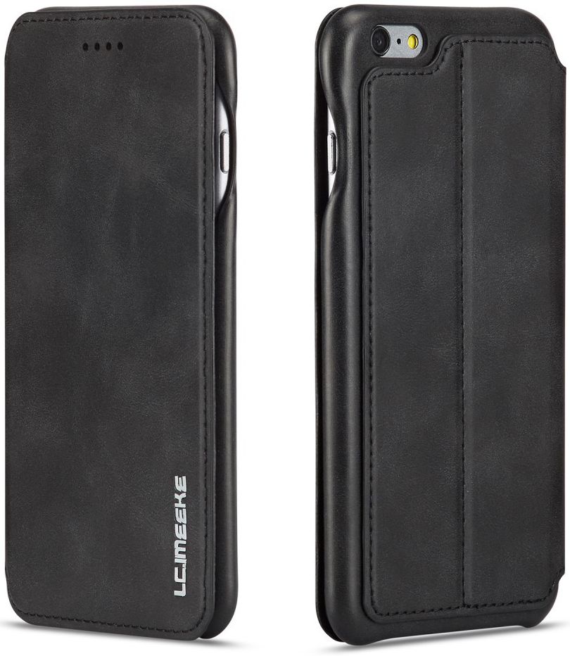 Apple iPhone 6/6s Retro Style Kaarthouder Bookcase Hoesje Zwart afbeelding 3
