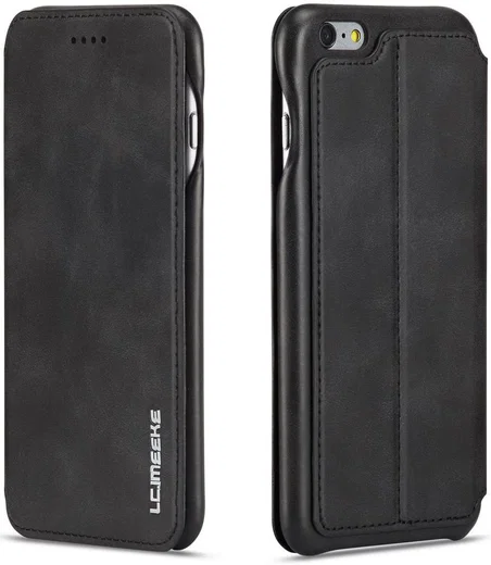 Apple iPhone 6/6s Retro Style Kaarthouder Bookcase Hoesje Zwart afbeelding 3