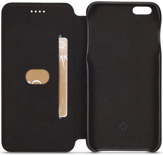 Apple iPhone 6/6s Retro Style Kaarthouder Bookcase Hoesje Zwart afbeelding 5