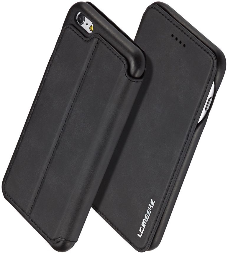 Apple iPhone 6/6s Retro Style Kaarthouder Bookcase Hoesje Zwart afbeelding 2