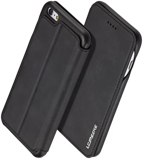 Apple iPhone 6/6s Retro Style Kaarthouder Bookcase Hoesje Zwart afbeelding 2