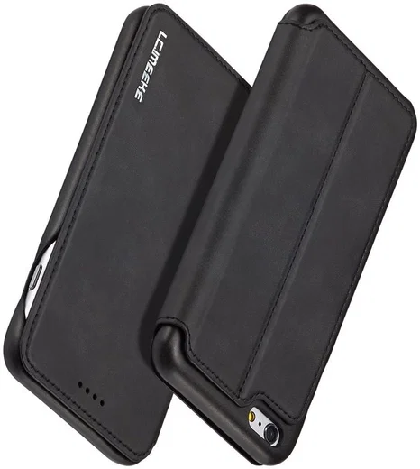 Apple iPhone 6/6s Retro Style Kaarthouder Bookcase Hoesje Zwart afbeelding 9