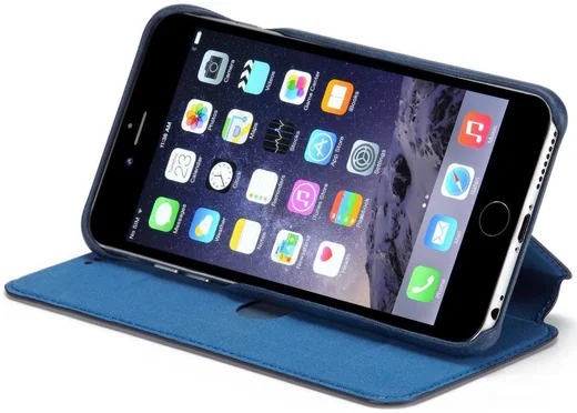 Apple iPhone 6/6s Retro Style Bookcase Hoesje met Kaarthouder Blauw afbeelding 3