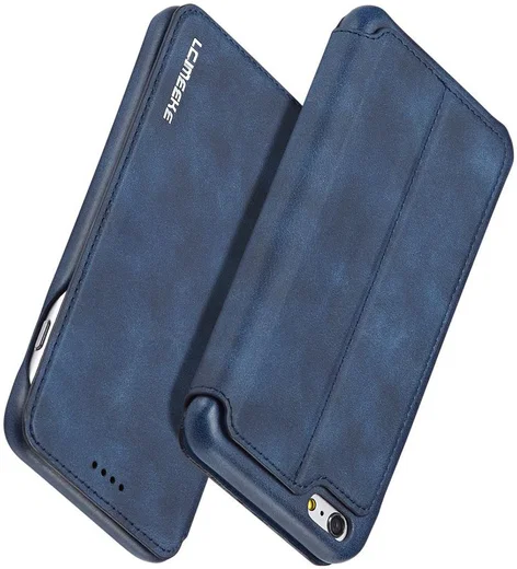 Apple iPhone 6/6s Retro Style Bookcase Hoesje met Kaarthouder Blauw afbeelding 6