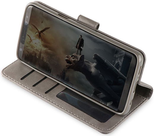 Samsung Galaxy S9 Book Case Portemonnee Bookcase Hoesje Grijs afbeelding 4