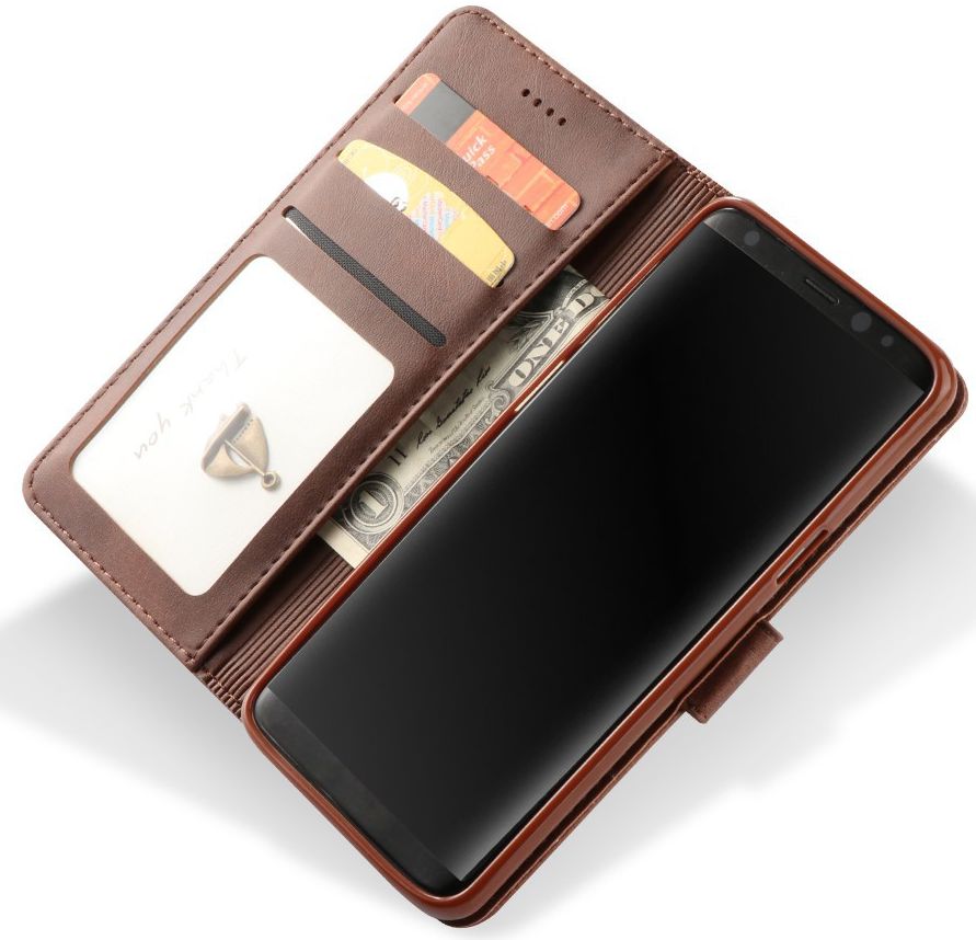 LC.IMEEKE Samsung Galaxy S9 Hoesje Portemonnee Book Case Bruin afbeelding 2