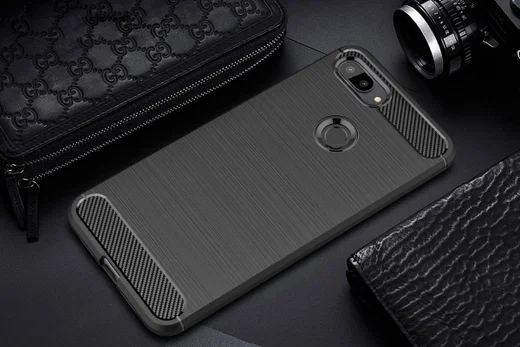 Xiaomi Mi 8 Lite Geborsteld TPU Hoesje Zwart afbeelding 2