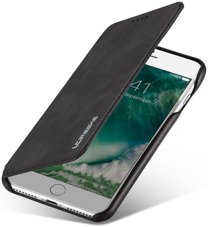 Apple iPhone 7 / 8 Plus Retro Style Kaarthouder Bookcase Hoesje Zwart afbeelding 1