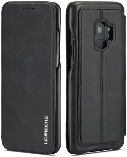 Samsung Galaxy S9 Retro Lederen Bookcase Hoesje met Kaarthouder Zwart afbeelding 10