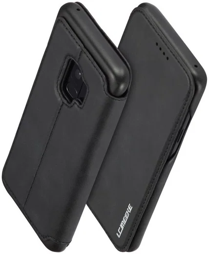 Samsung Galaxy S9 Retro Lederen Bookcase Hoesje met Kaarthouder Zwart afbeelding 2