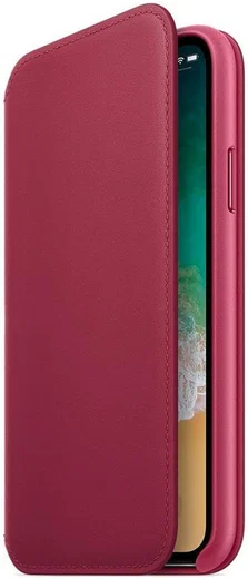 Originele Apple iPhone XS / X Leather Folio Berry afbeelding 2