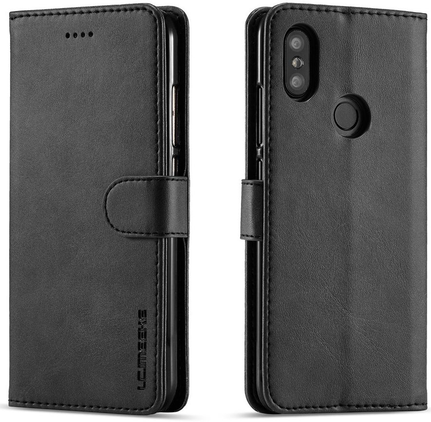Xiaomi Mi A2 Lederen Portemonnee Stand Bookcase Hoesje Zwart afbeelding 2