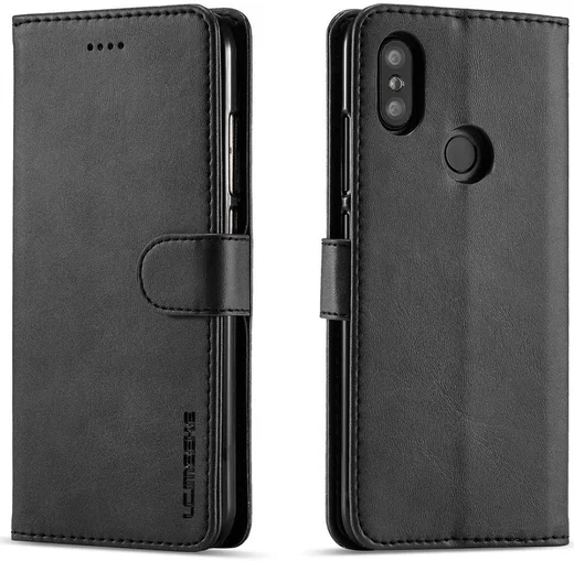 Xiaomi Mi A2 Lederen Portemonnee Stand Bookcase Hoesje Zwart afbeelding 2