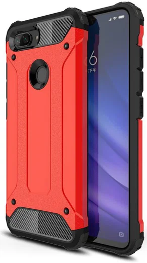 Xiaomi Mi 8 Lite Hybride Hoesje Rood afbeelding 1