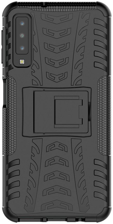 Samsung Galaxy A7 (2018) Robuust Hybride Hoesje Zwart afbeelding 4