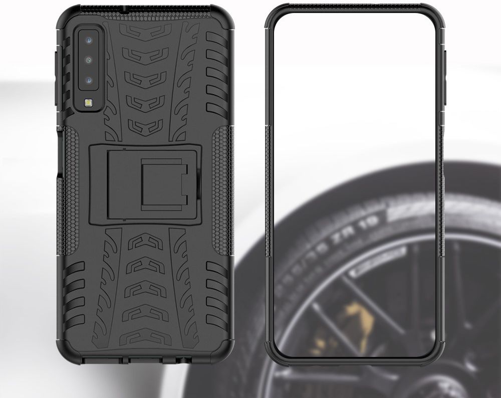 Samsung Galaxy A7 (2018) Robuust Hybride Hoesje Zwart afbeelding 9