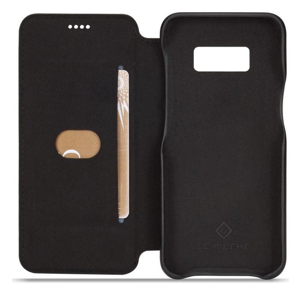 Samsung Galaxy S8 Retro Lederen Bookcase Hoesje met Kaarthouder Zwart afbeelding 3