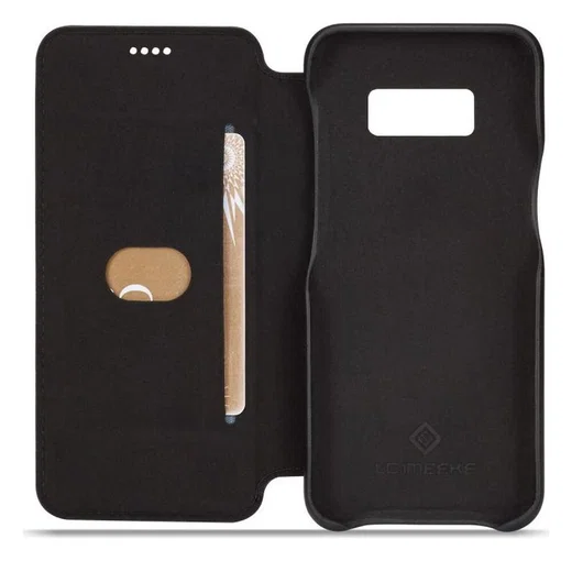 Samsung Galaxy S8 Retro Lederen Bookcase Hoesje met Kaarthouder Zwart afbeelding 3