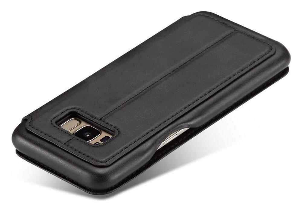 Samsung Galaxy S8 Retro Lederen Bookcase Hoesje met Kaarthouder Zwart afbeelding 10