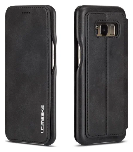 Samsung Galaxy S8 Retro Lederen Bookcase Hoesje met Kaarthouder Zwart afbeelding 11