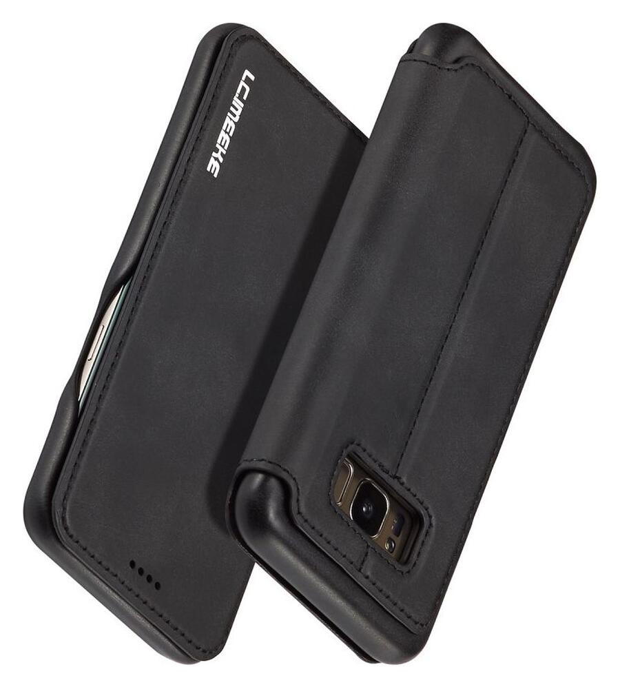 Samsung Galaxy S8 Retro Lederen Bookcase Hoesje met Kaarthouder Zwart afbeelding 5