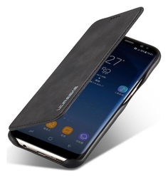 Samsung Galaxy S8 Retro Lederen Bookcase Hoesje met Kaarthouder Zwart afbeelding