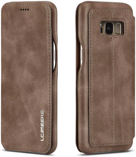 Samsung Galaxy S8 Retro Lederen Bookcase Hoesje met Kaarthouder Coffee afbeelding 11