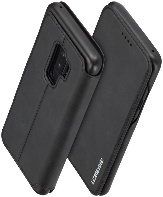 Samsung Galaxy S9 Plus Retro Lederen Hoesje met Kaarthouder Zwart afbeelding 2