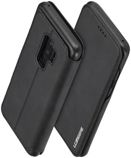 Samsung Galaxy S9 Plus Retro Lederen Hoesje met Kaarthouder Zwart afbeelding 2