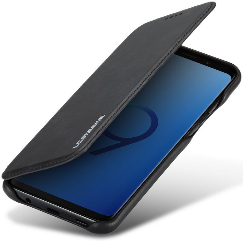 Samsung Galaxy S9 Plus Retro Lederen Hoesje met Kaarthouder Zwart afbeelding 1