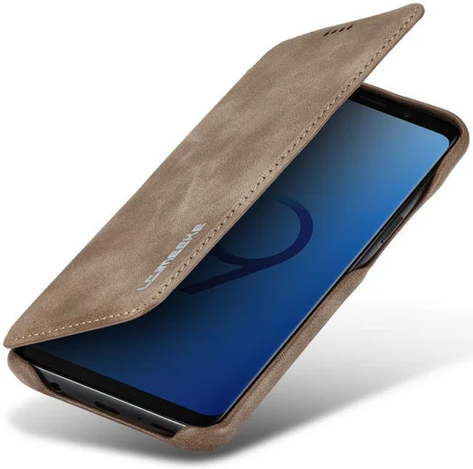 Samsung Galaxy S9 Retro Lederen Bookcase Hoesje met Kaarthouder Coffee afbeelding 1