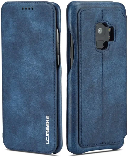 Samsung Galaxy S9 Retro Lederen Bookcase Hoesje met Kaarthouder Blauw afbeelding 11