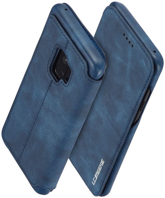 Samsung Galaxy S9 Retro Lederen Bookcase Hoesje met Kaarthouder Blauw afbeelding 2
