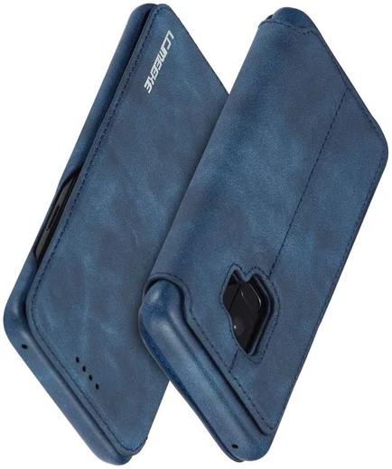 Samsung Galaxy S9 Retro Lederen Bookcase Hoesje met Kaarthouder Blauw afbeelding 3