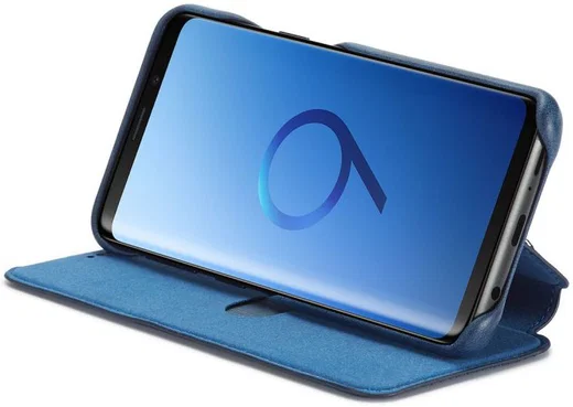Samsung Galaxy S9 Retro Lederen Bookcase Hoesje met Kaarthouder Blauw afbeelding 5