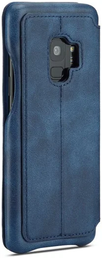 Samsung Galaxy S9 Retro Lederen Bookcase Hoesje met Kaarthouder Blauw afbeelding 7