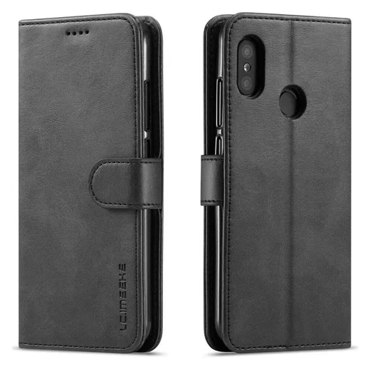 Xiaomi Mi A2 Lite Lederen Wallet Bookcase Hoesje Zwart afbeelding 2