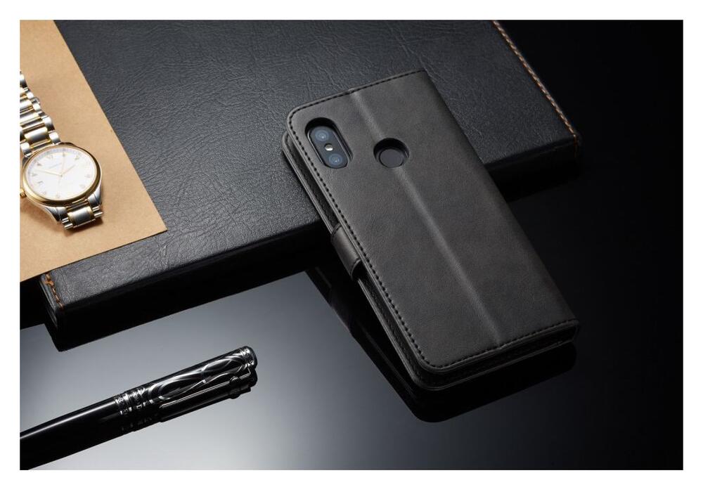 Xiaomi Mi A2 Lite Lederen Wallet Bookcase Hoesje Zwart afbeelding 6