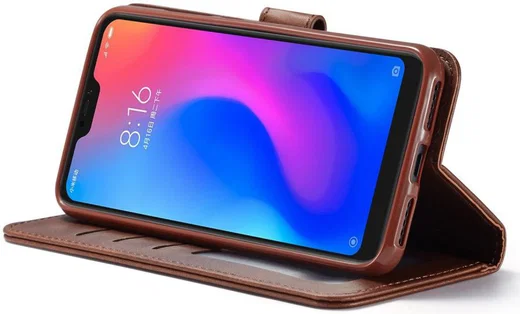 Xiaomi Mi A2 Lite Hoesje Wallet Book Case Kunst Leer Bruin afbeelding 4