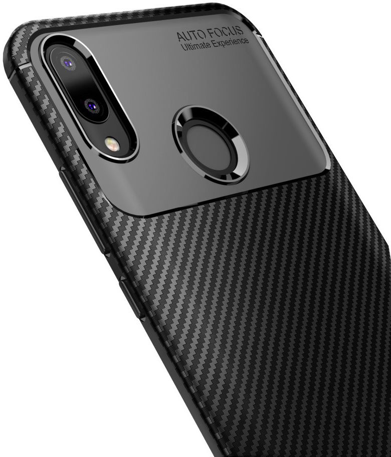 Huawei Y9 (2019) Siliconen Carbon Hoesje Zwart afbeelding 4