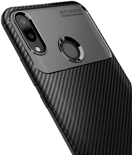 Huawei Y9 (2019) Siliconen Carbon Hoesje Zwart afbeelding 4